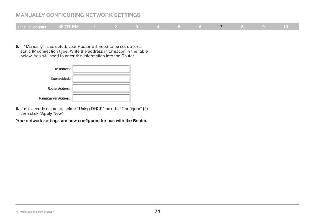 Belkin PM00781EA F5D8635-4 user manual Manually Configuring Network Settings 