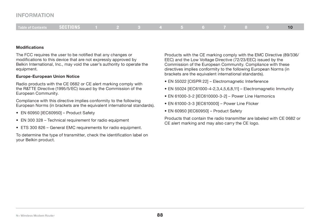 Belkin PM00781EA F5D8635-4 user manual Modifications, Europe-European Union Notice 