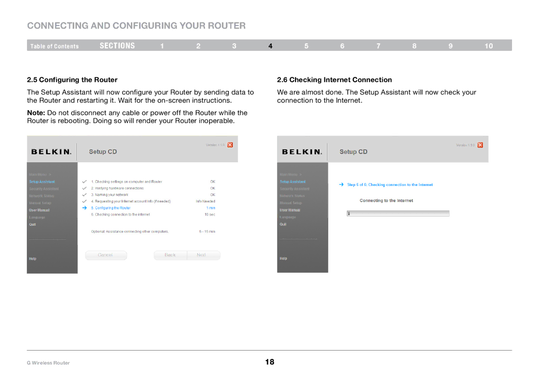 Belkin PM01110-A user manual Configuring the Router Checking Internet Connection 