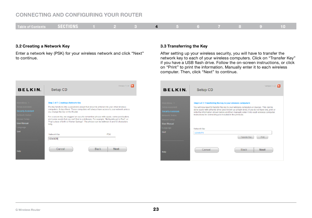 Belkin PM01110-A user manual Creating a Network Key Transferring the Key 