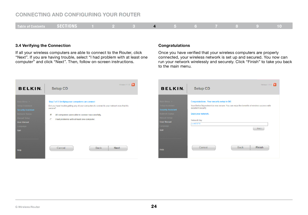 Belkin PM01110-A user manual Verifying the Connection Congratulations 