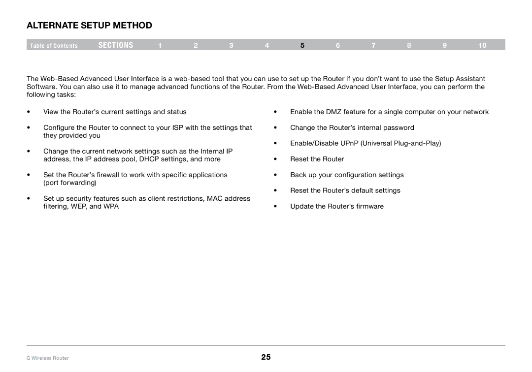 Belkin PM01110-A user manual Alternate Setup Method 