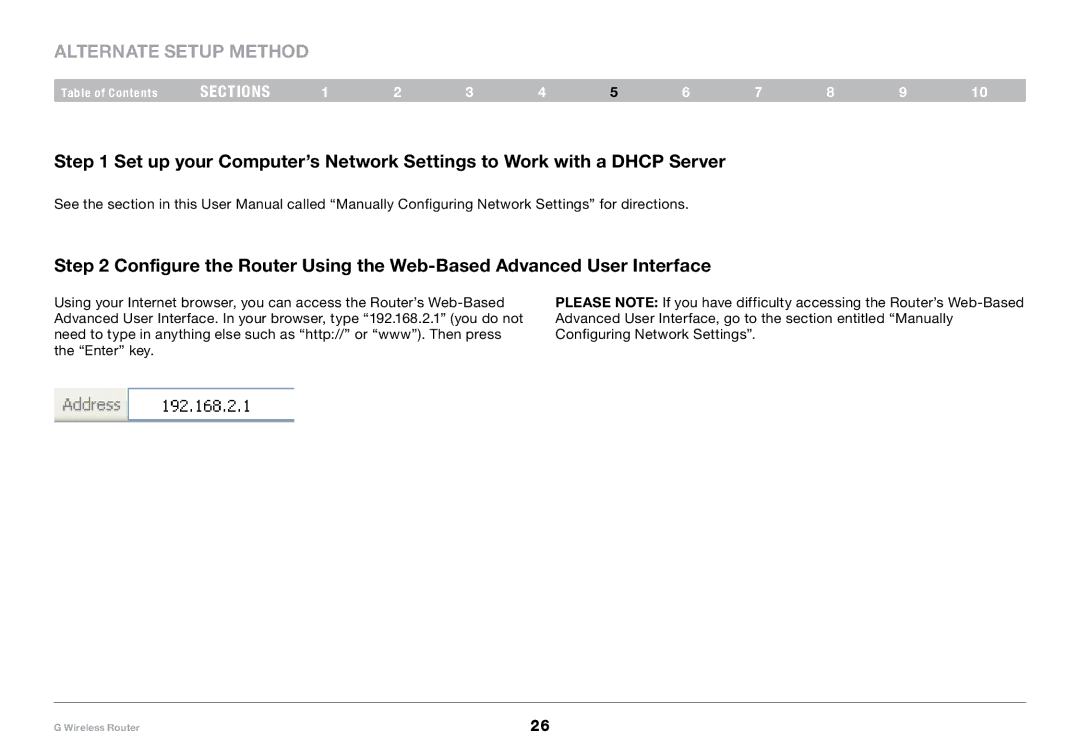 Belkin PM01110-A user manual Alternate Setup Method 