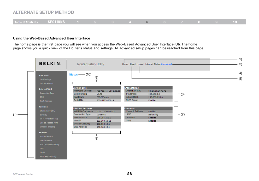 Belkin PM01110-A user manual Using the Web-Based Advanced User Interface 