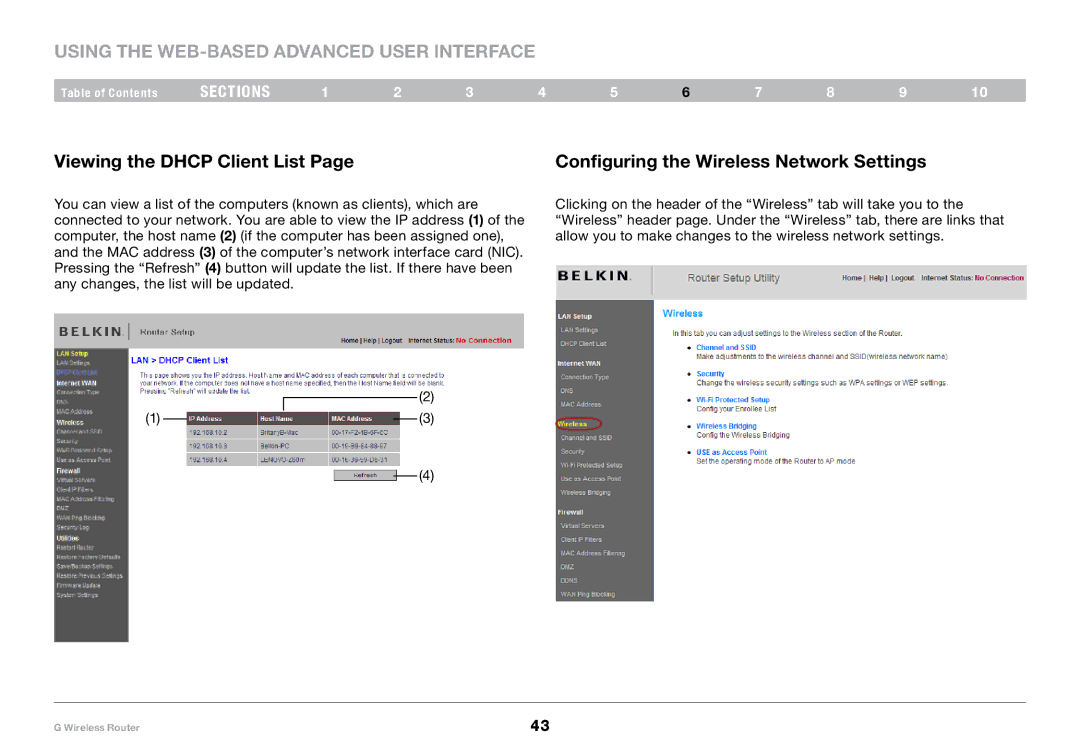 Belkin PM01110-A user manual Viewing the Dhcp Client List, Configuring the Wireless Network Settings 