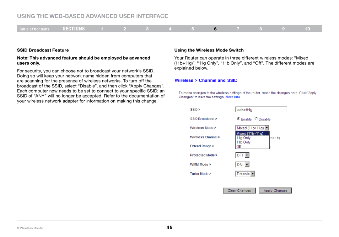 Belkin PM01110-A user manual Ssid Broadcast Feature, Using the Wireless Mode Switch 