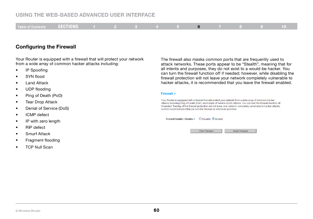 Belkin PM01110-A user manual Configuring the Firewall 