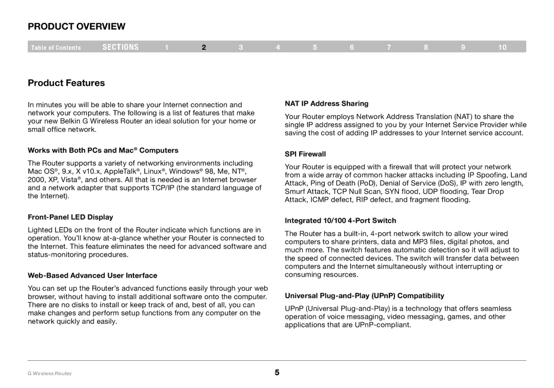 Belkin PM01110-A user manual Product Overview, Product Features 