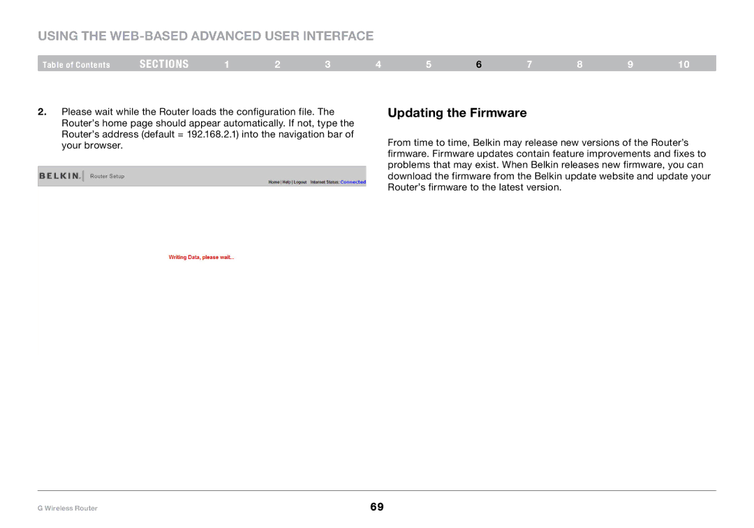 Belkin PM01110-A user manual Updating the Firmware 