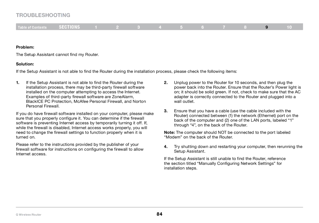 Belkin PM01110-A user manual Setup Assistant cannot find my Router 