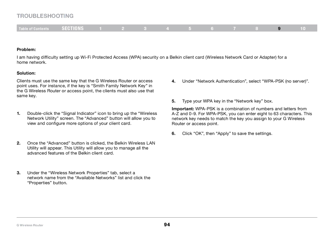 Belkin PM01110-A user manual Troubleshooting 