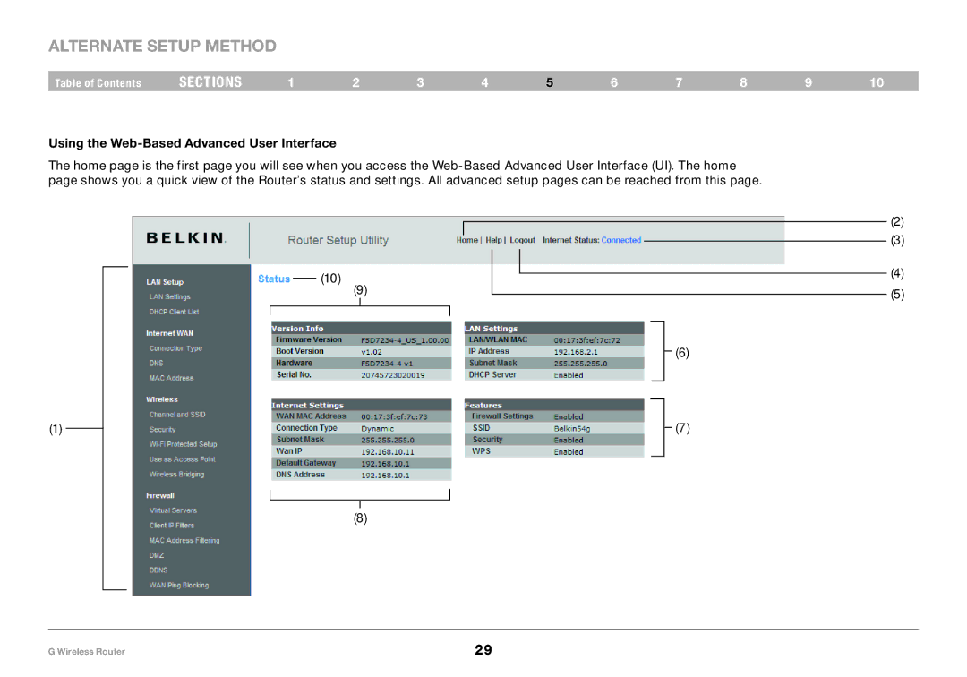 Belkin PM01110 user manual Using the Web-Based Advanced User Interface 