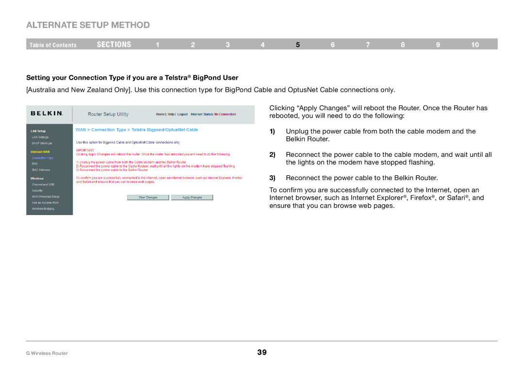 Belkin PM01110 user manual Alternate Setup Method 