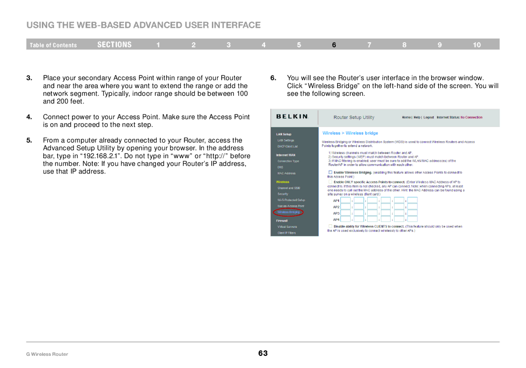 Belkin PM01110 user manual Using the Web-Based Advanced User Interface 