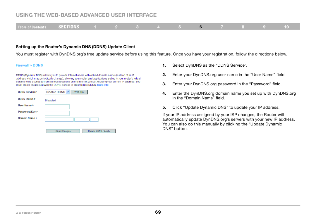 Belkin PM01110 user manual Setting up the Router’s Dynamic DNS Ddns Update Client 