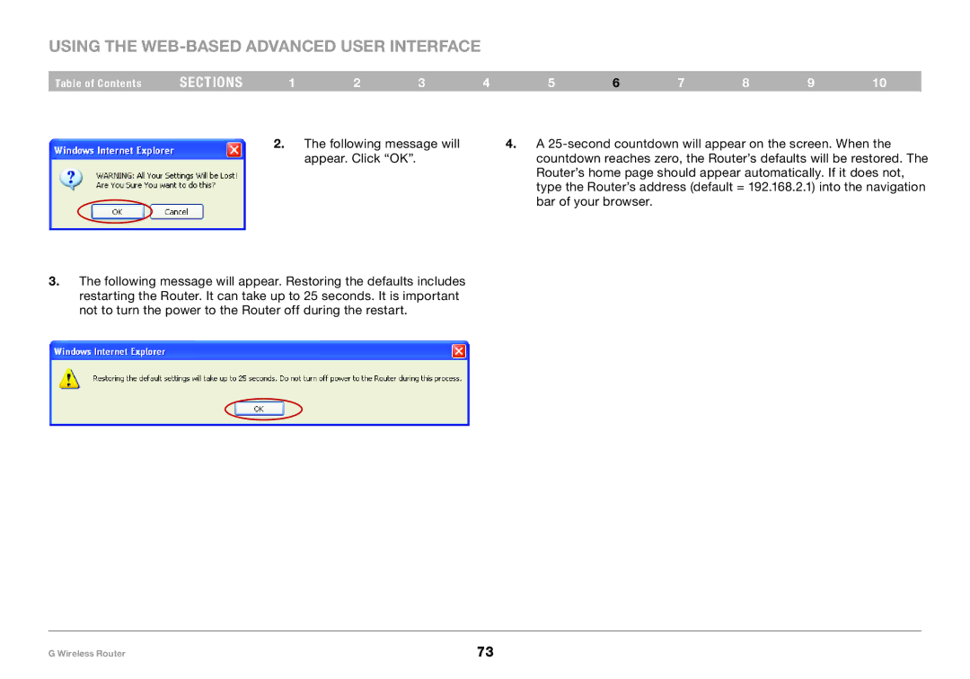 Belkin PM01110 user manual Using the Web-Based Advanced User Interface 