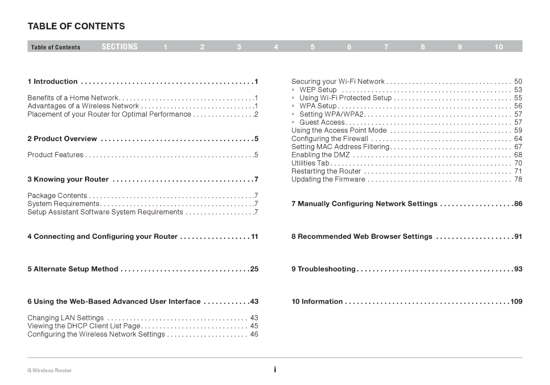 Belkin PM01110EA user manual Table of Contents 