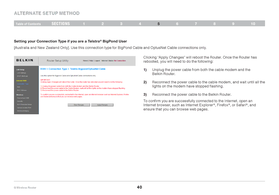 Belkin PM01110EA user manual Alternate Setup Method 