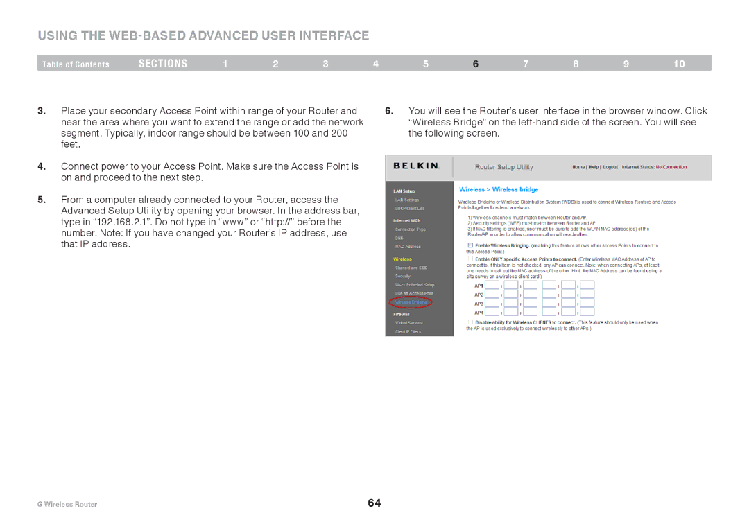 Belkin PM01110EA user manual Using the Web-Based Advanced User Interface 