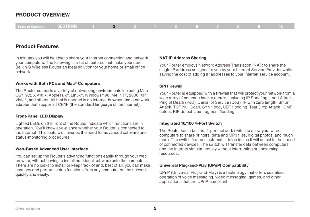 Belkin PM01110EA user manual Product Overview, Product Features 