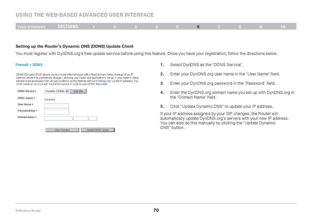 Belkin PM01110EA user manual Setting up the Router’s Dynamic DNS Ddns Update Client 