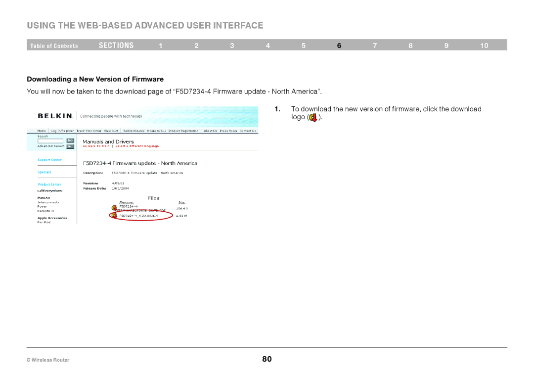 Belkin PM01110EA user manual Downloading a New Version of Firmware 