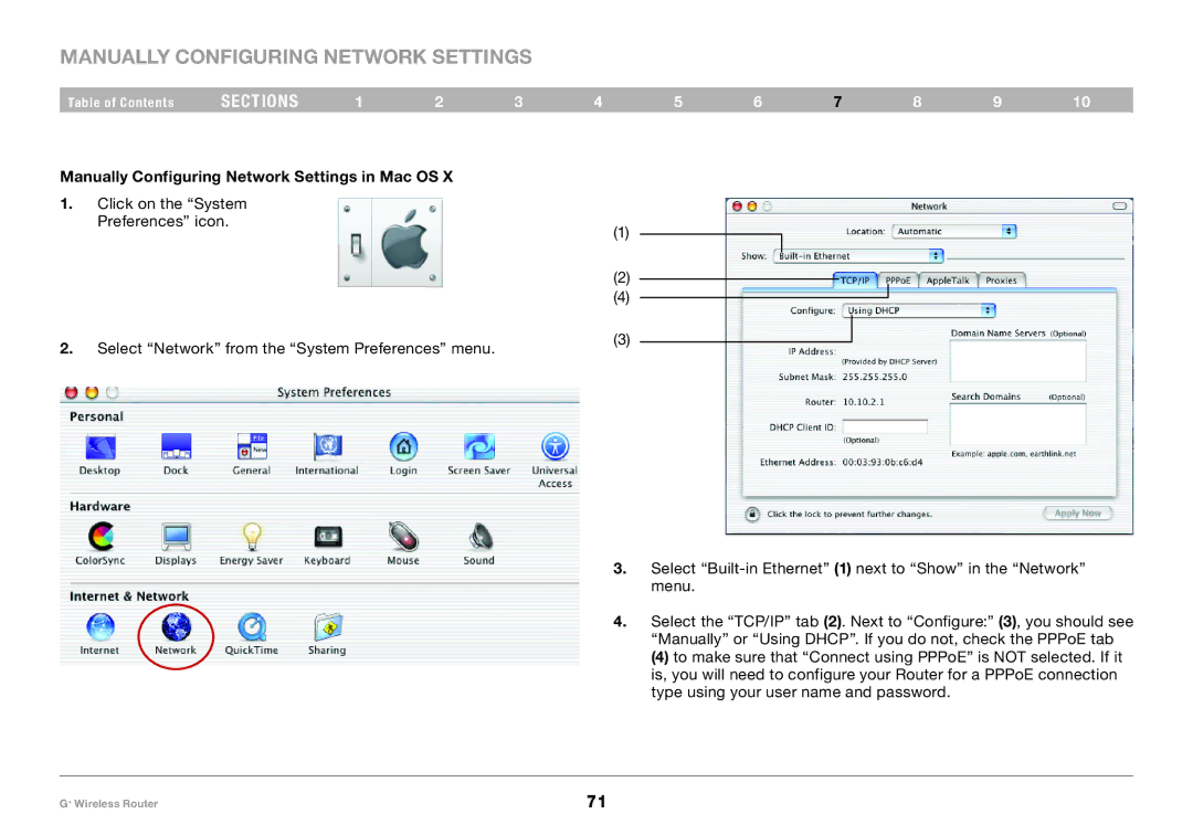 Belkin PM01116-A user manual Manually Configuring Network Settings 