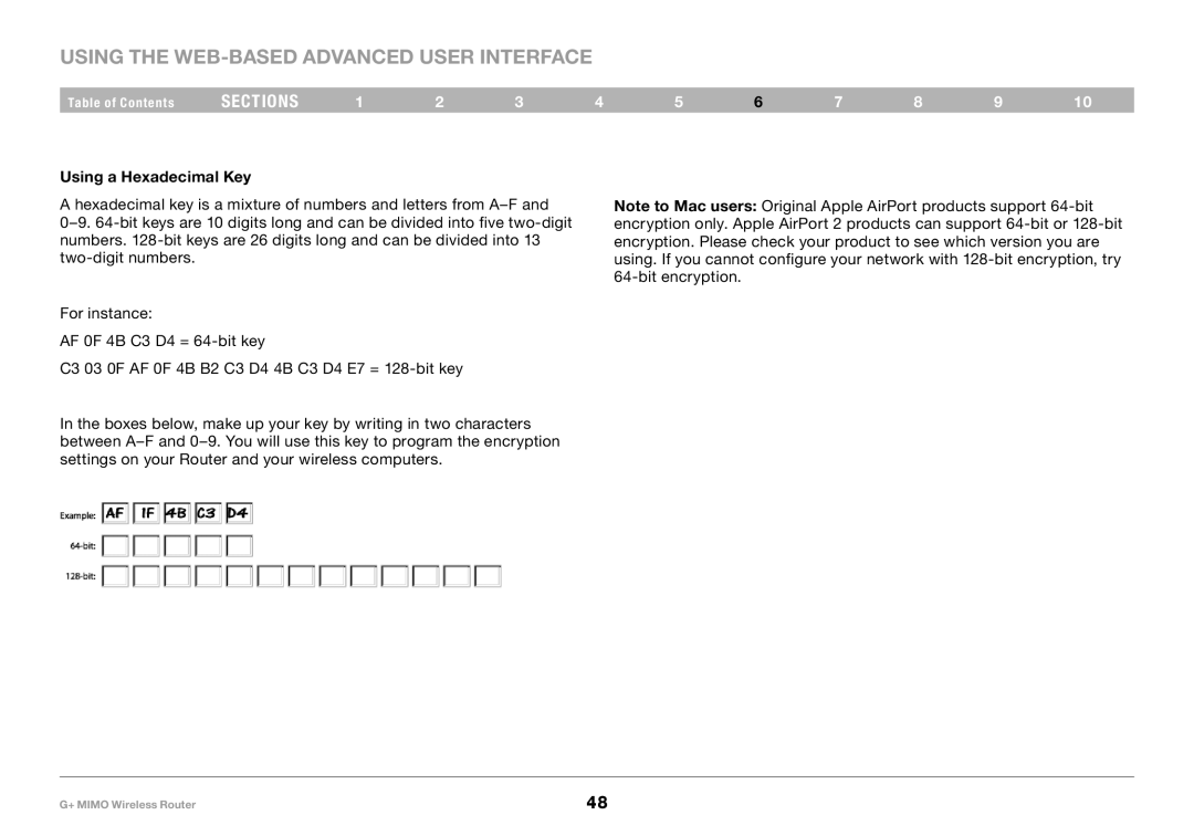 Belkin PM01116EA user manual Using a Hexadecimal Key 