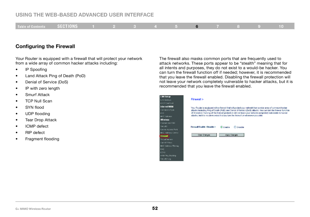 Belkin PM01116EA user manual Configuring the Firewall 