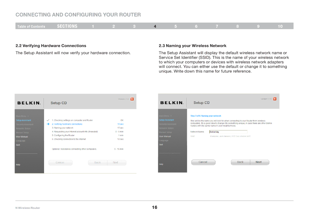 Belkin PM01122EA-B user manual Verifying Hardware Connections Naming your Wireless Network 