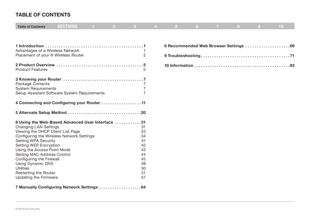 Belkin PM01122EA-B user manual Table of Contents 