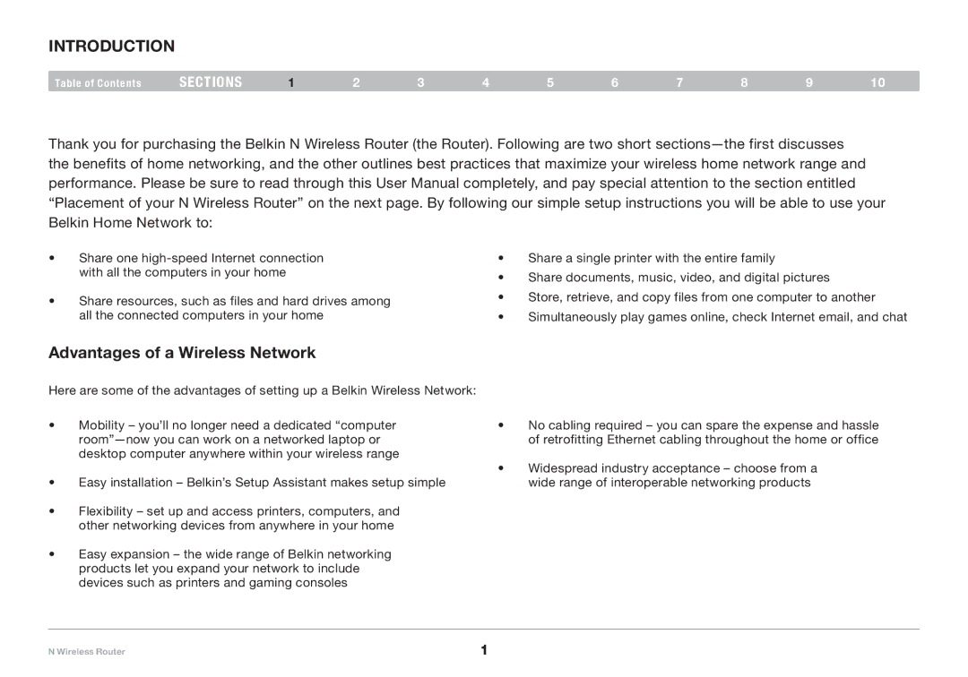 Belkin PM01122EA-B user manual Introduction, Advantages of a Wireless Network 