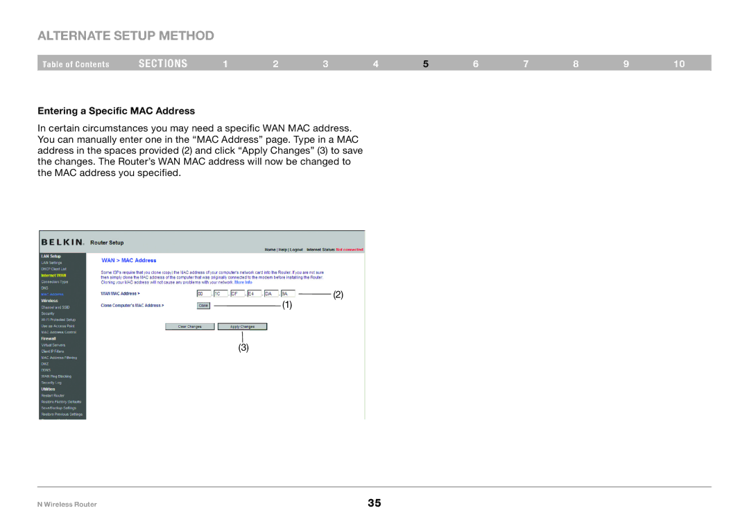 Belkin PM01122EA-B user manual Entering a Specific MAC Address 