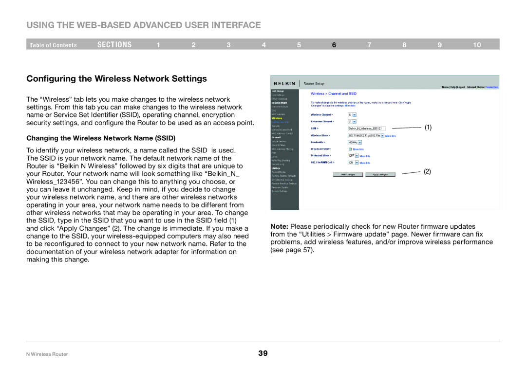 Belkin PM01122EA-B user manual Configuring the Wireless Network Settings, Changing the Wireless Network Name Ssid 