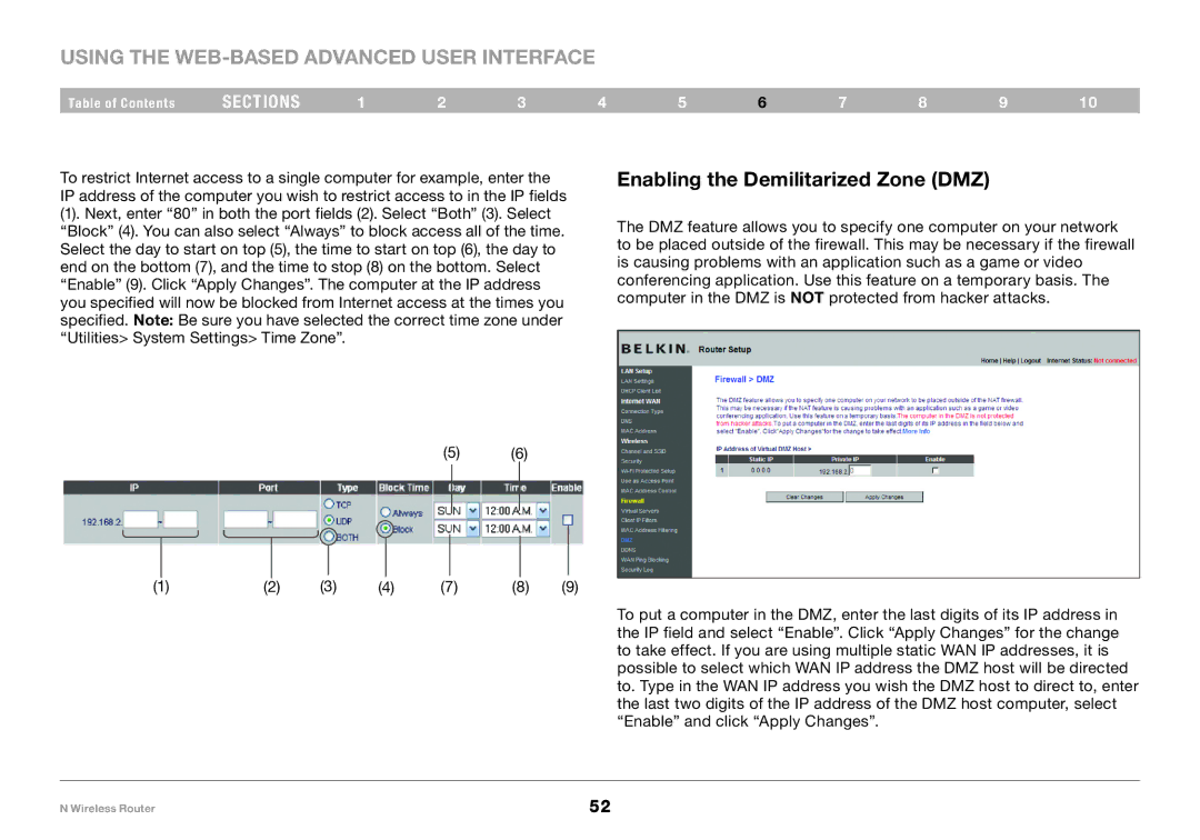 Belkin PM01122EA-B user manual Enabling the Demilitarized Zone DMZ 