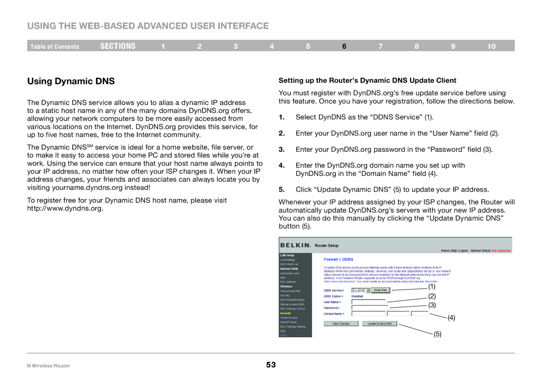 Belkin PM01122EA-B user manual Using Dynamic DNS, Setting up the Router’s Dynamic DNS Update Client 