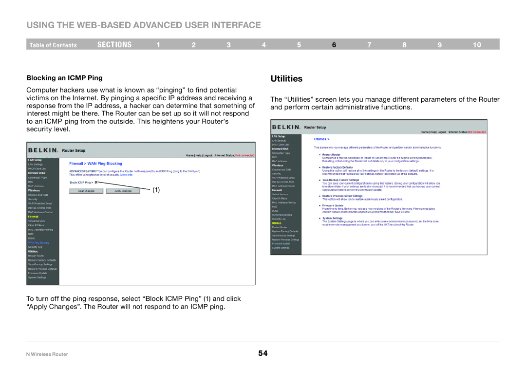 Belkin PM01122EA-B user manual Utilities, Blocking an Icmp Ping 