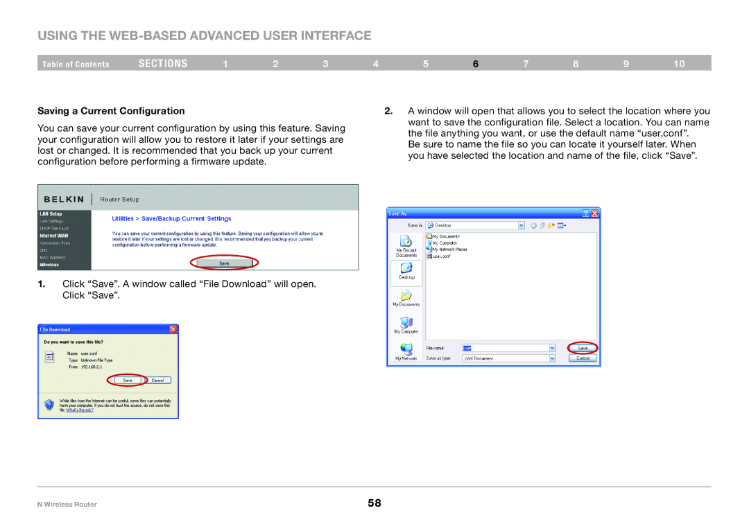 Belkin PM01122EA-B user manual Saving a Current Configuration 