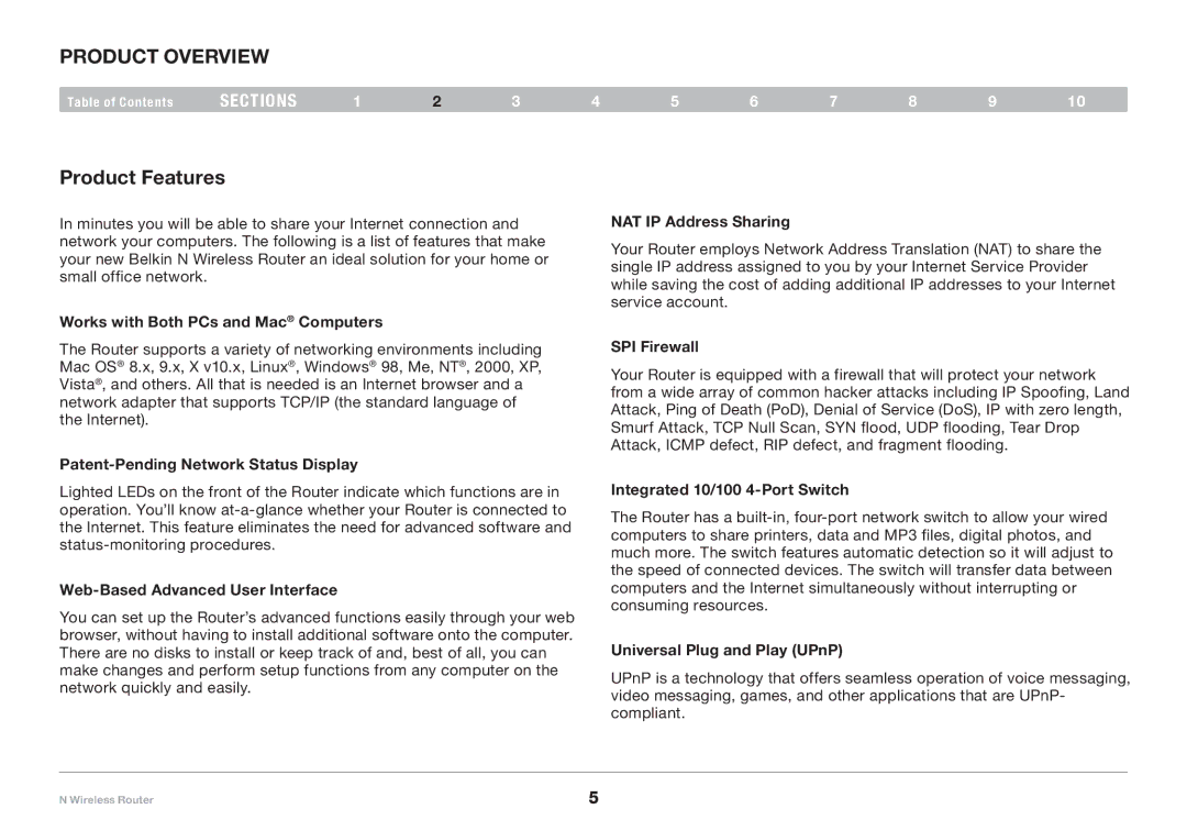 Belkin PM01122EA-B user manual Product Overview, Product Features 