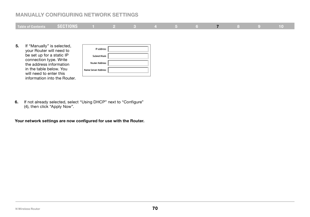 Belkin PM01122EA-B user manual Manually Configuring Network Settings 