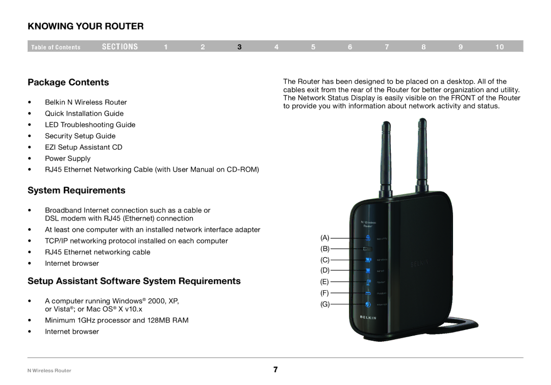 Belkin PM01122EA-B user manual Knowing your Router, Package Contents, System Requirements 