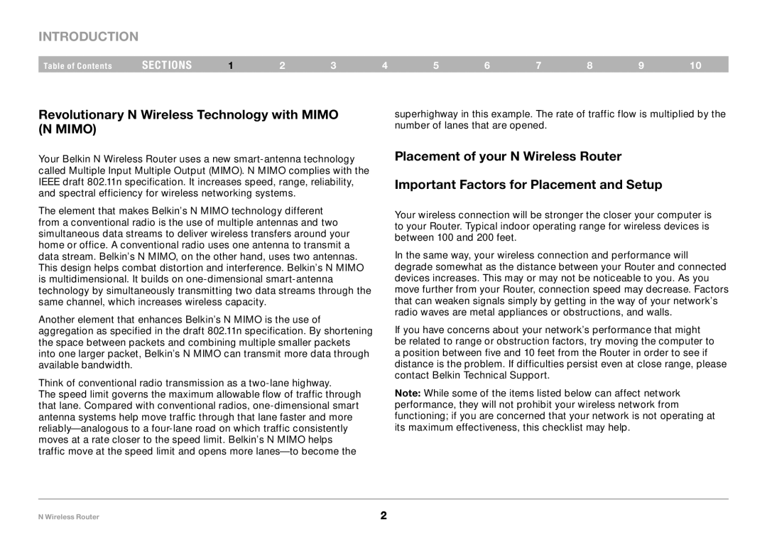 Belkin PM01122EA user manual Introduction, Revolutionary N Wireless Technology with Mimo N Mimo 