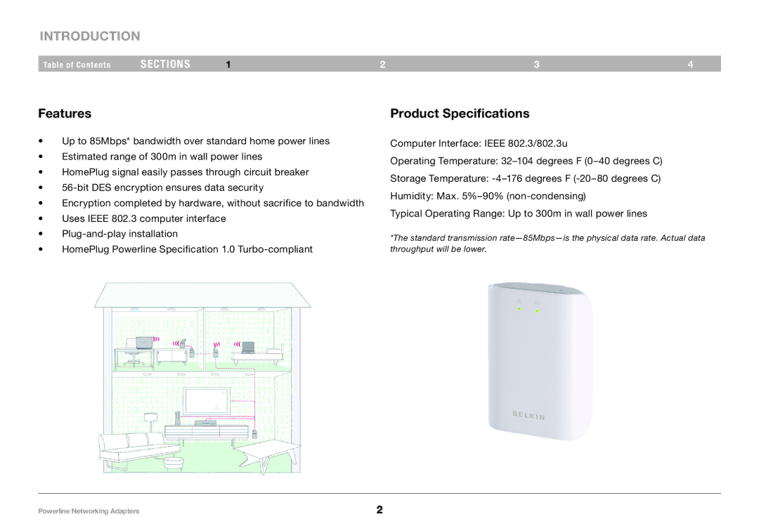 Belkin PM01141ea user manual Introduction, Features, Product Specifications 