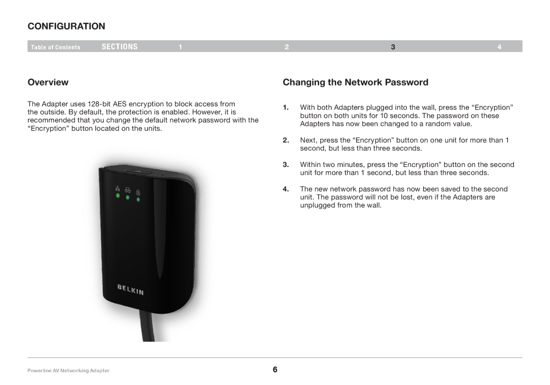 Belkin PM01146EA-A F5D4047V2 manual Overview, Changing the Network Password 