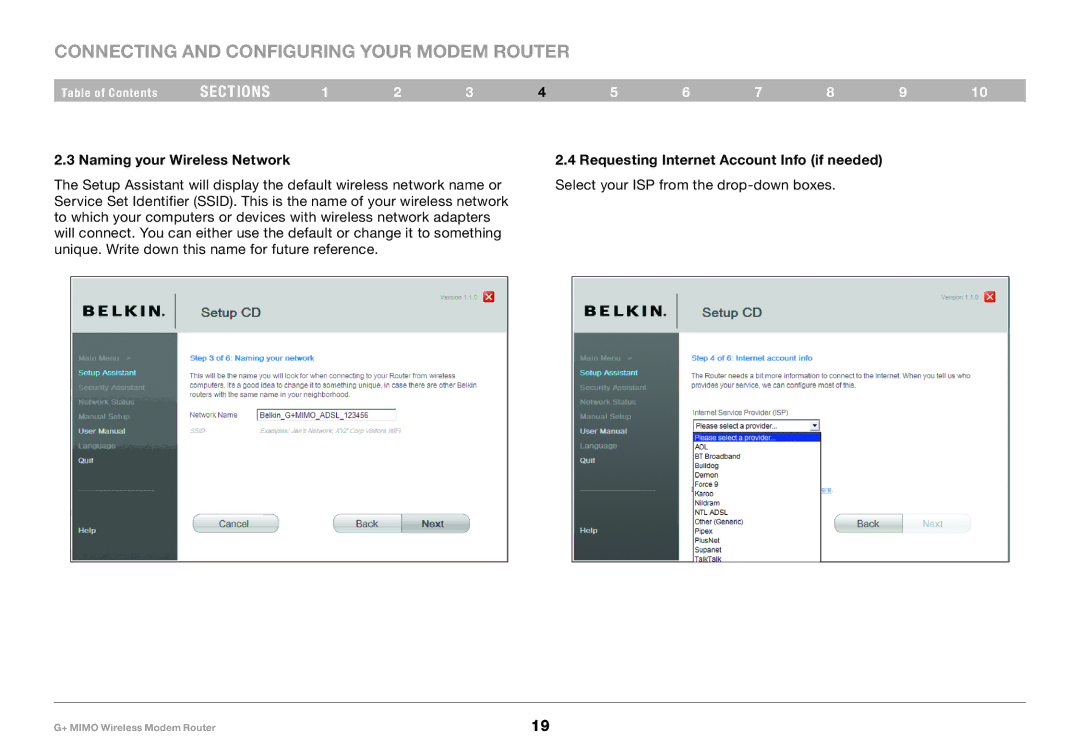 Belkin F5D9631-4, PM01522EA user manual Naming your Wireless Network, Requesting Internet Account Info if needed 