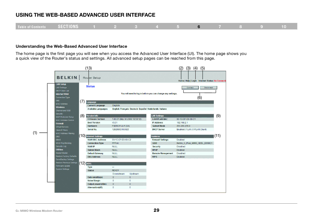 Belkin F5D9631-4 Using the Web-Based Advanced User Interface, Understanding the Web-Based Advanced User Interface 