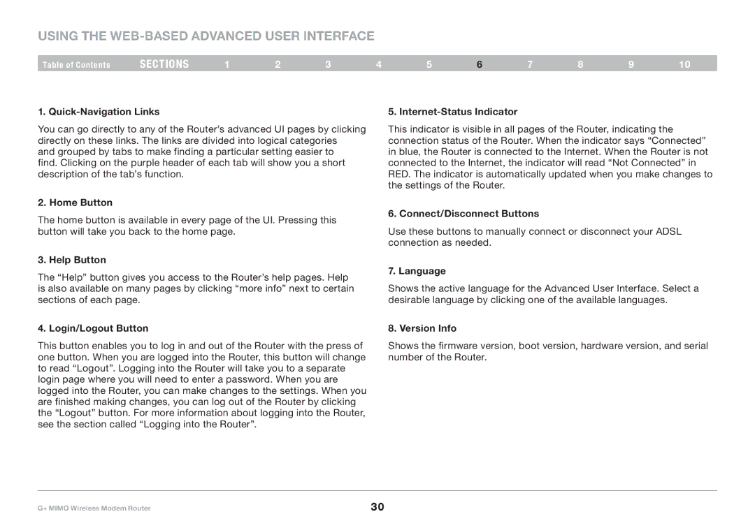 Belkin PM01522EA, F5D9631-4 user manual Using the Web-Based Advanced User Interface 