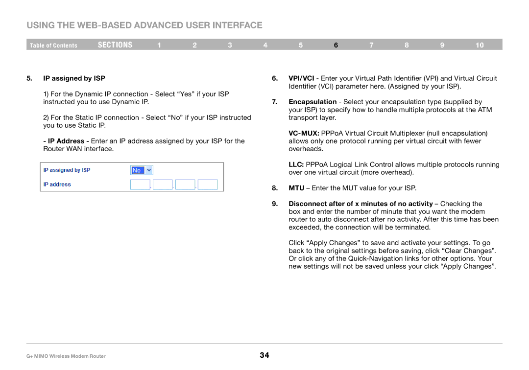 Belkin PM01522EA, F5D9631-4 user manual IP assigned by ISP 