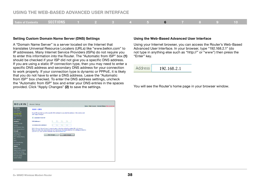 Belkin PM01522EA, F5D9631-4 user manual Using the Web-Based Advanced User Interface 