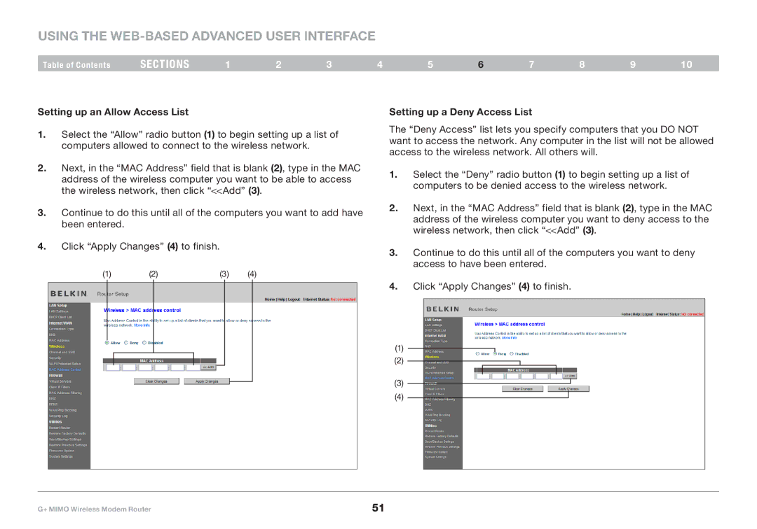 Belkin F5D9631-4, PM01522EA user manual Using the Web-Based Advanced User Interface 